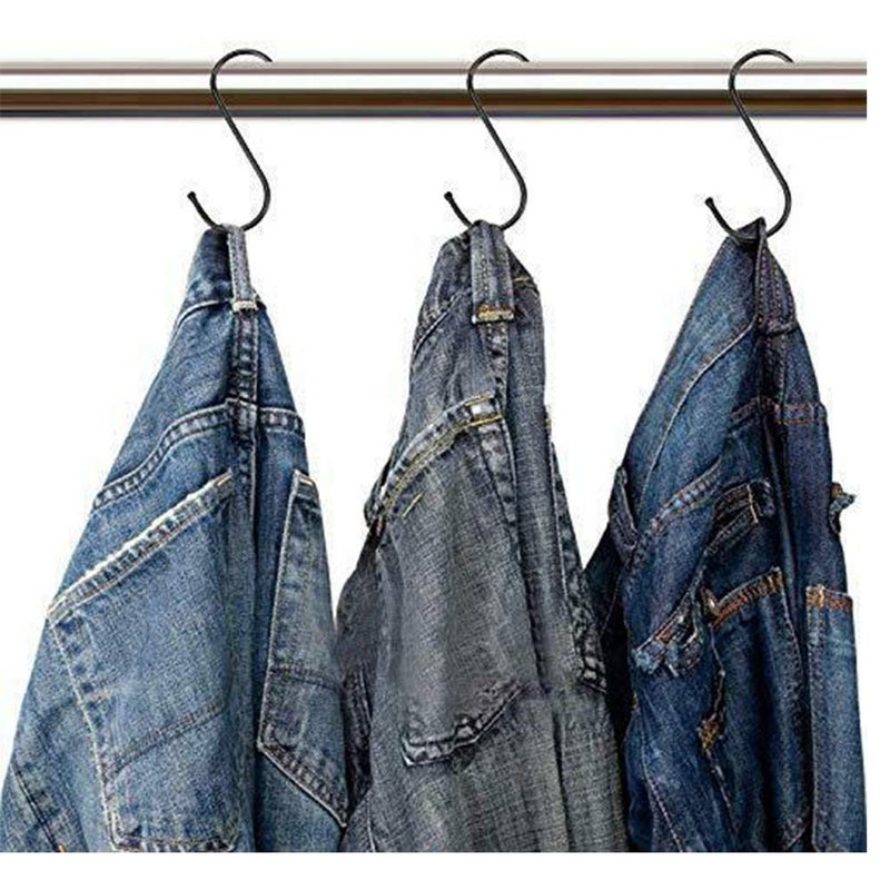 DINGEE 5 inch Extra Large S Hooks for Hanging, 6 Pack Heavy Duty Black S Hooks for Closet,Jeans Plants Jewelry Kitchen Pot Pan Cups Towels Hats - Image 5